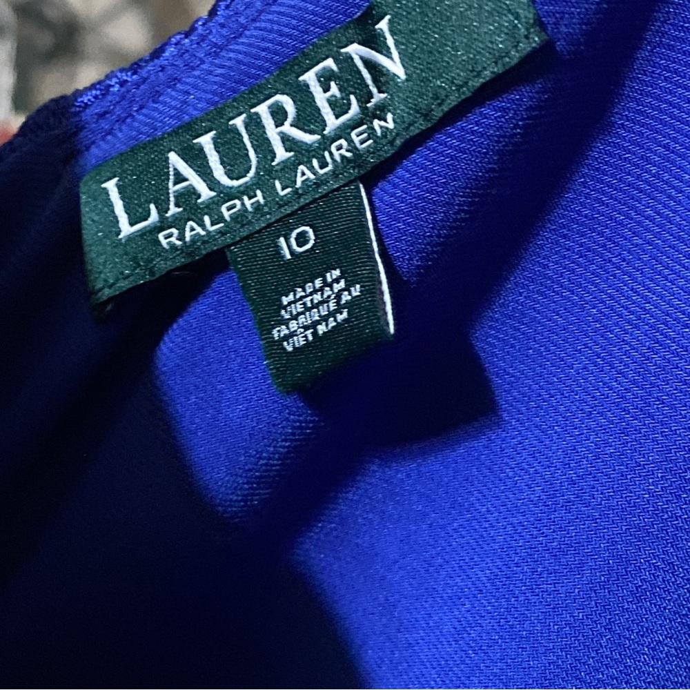 Lauren Ralph Lauren Royal Blue Midi Lined Floral Lace Cocktail Dress - Picture 7 of 14